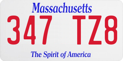 MA license plate 347TZ8