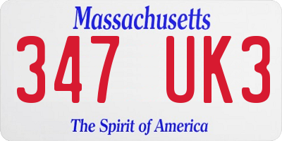 MA license plate 347UK3