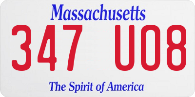 MA license plate 347UO8