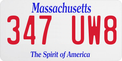 MA license plate 347UW8