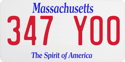 MA license plate 347YO0