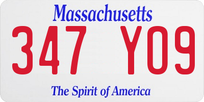 MA license plate 347YO9