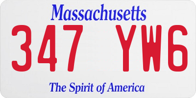 MA license plate 347YW6