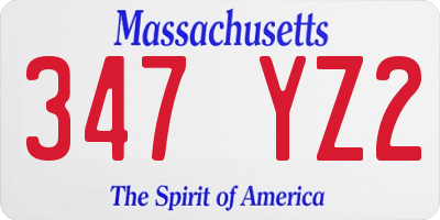 MA license plate 347YZ2