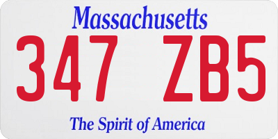 MA license plate 347ZB5