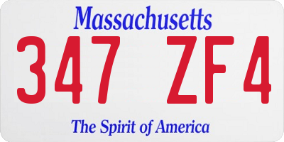 MA license plate 347ZF4