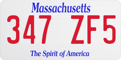 MA license plate 347ZF5