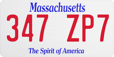 MA license plate 347ZP7