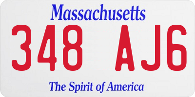 MA license plate 348AJ6