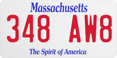 MA license plate 348AW8