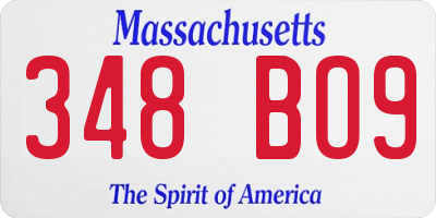 MA license plate 348BO9