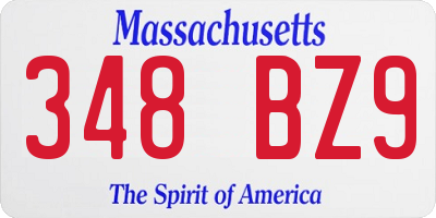 MA license plate 348BZ9