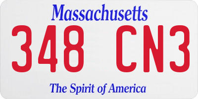 MA license plate 348CN3