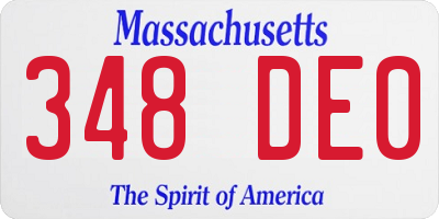 MA license plate 348DE0