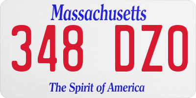 MA license plate 348DZ0