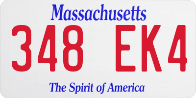 MA license plate 348EK4