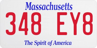 MA license plate 348EY8