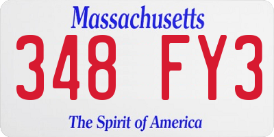 MA license plate 348FY3