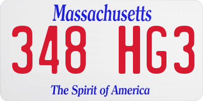MA license plate 348HG3
