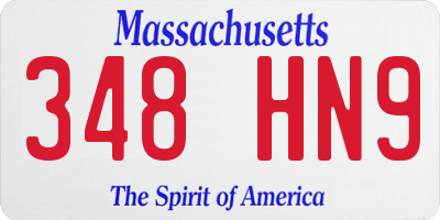 MA license plate 348HN9