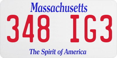 MA license plate 348IG3