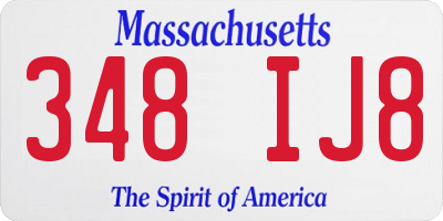 MA license plate 348IJ8