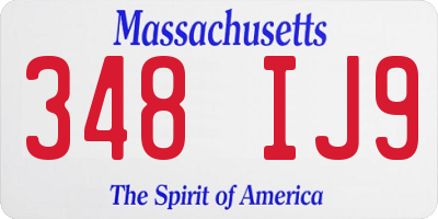 MA license plate 348IJ9