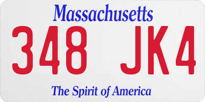 MA license plate 348JK4