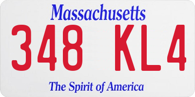MA license plate 348KL4