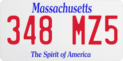 MA license plate 348MZ5