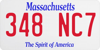 MA license plate 348NC7