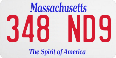 MA license plate 348ND9