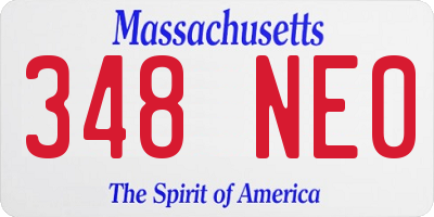 MA license plate 348NE0