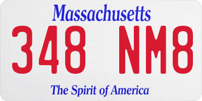 MA license plate 348NM8