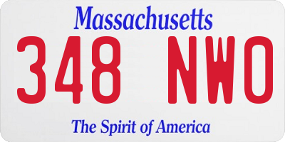 MA license plate 348NW0