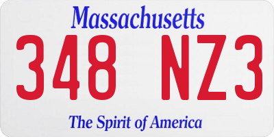 MA license plate 348NZ3