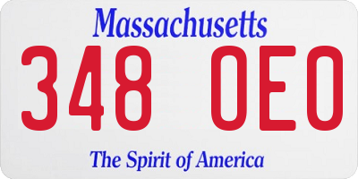 MA license plate 348OE0