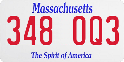 MA license plate 348OQ3