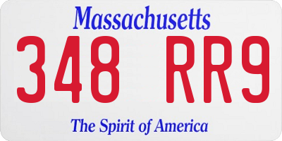 MA license plate 348RR9