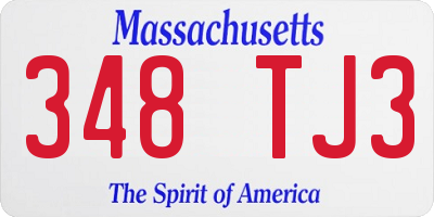 MA license plate 348TJ3