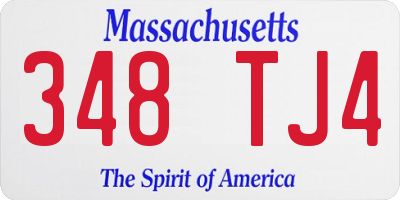 MA license plate 348TJ4