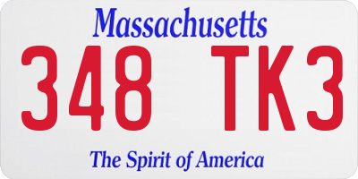 MA license plate 348TK3