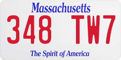 MA license plate 348TW7