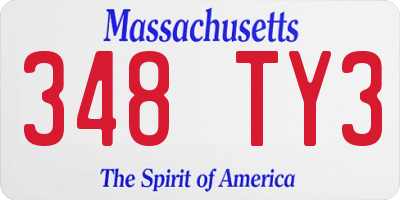 MA license plate 348TY3
