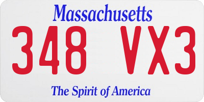 MA license plate 348VX3