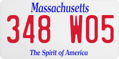 MA license plate 348WO5