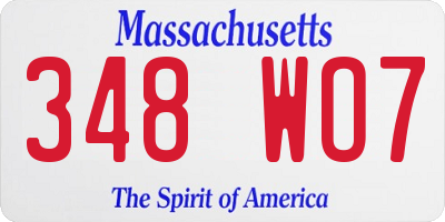 MA license plate 348WO7