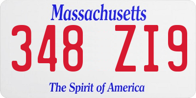MA license plate 348ZI9