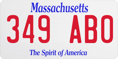 MA license plate 349AB0