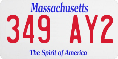 MA license plate 349AY2
